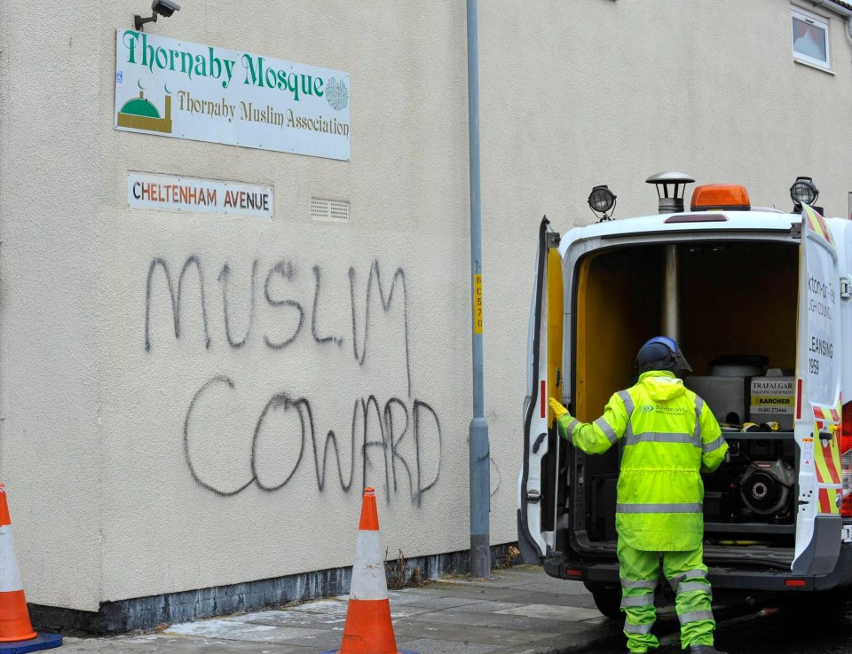 ‘Muslim coward’ … vile slur appeared on mosque overnight