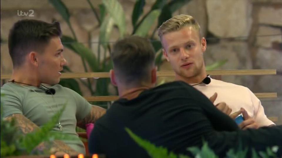  Harley was quick to tell the boys about the snog, despite reassuring Amber that he doesn't kiss and tell