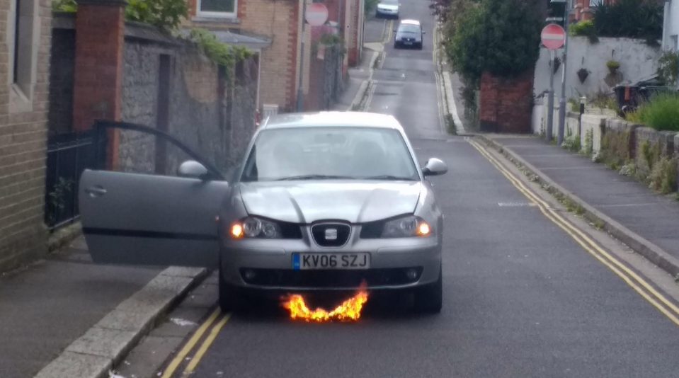 Adam Long was driving with his brother Josh when his Seat Ibiza burst into flames