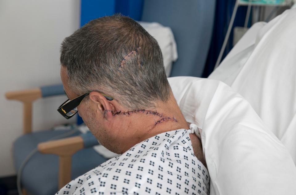 Roy suffered numerous injuries and was left with a long gash across his neck