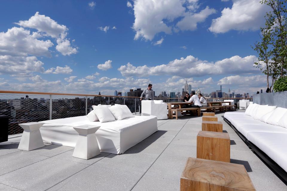 The rooftop bar - one of three at the hotel - has fantastic views of the New York skyline 