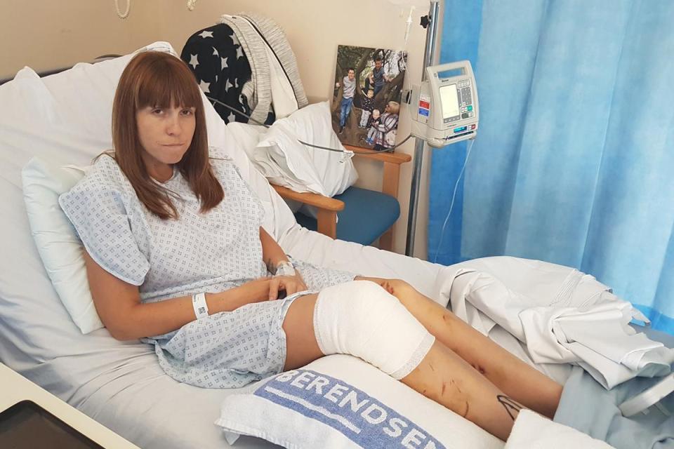  Lindsey Kesteven recovers in hospital after being crushed saving her baby from a runaway car