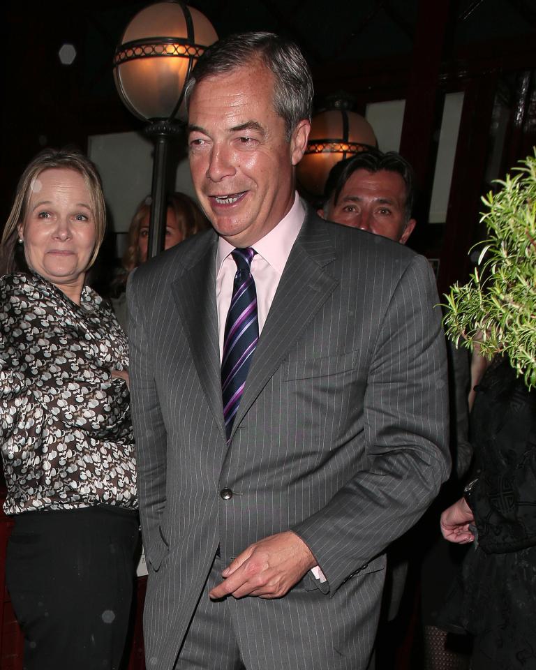  Nigel Farage seen on a night out at Loulou's members club in Mayfair as votes came in for the General Election