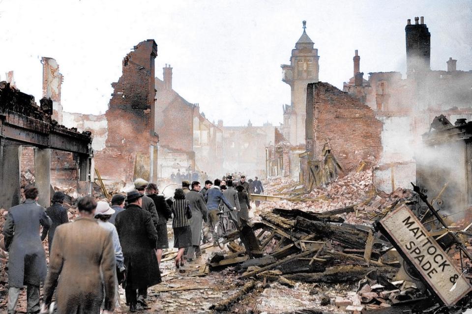  November 15, 1940: Coventry was repeatedly bombed by the German Air Force during the Second World War. The night before this snap was taken, more than 4,300 homes in the city were obliterated.