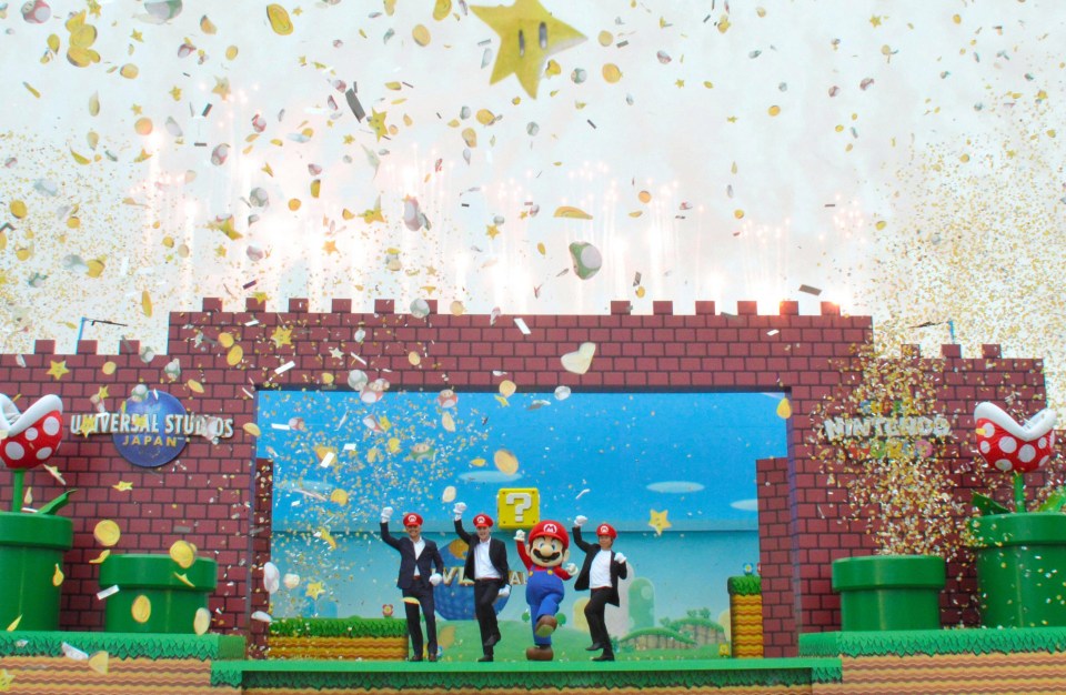 All singing and dancing ...Mario kicks off the start of work on the Super Nintendo World theme park