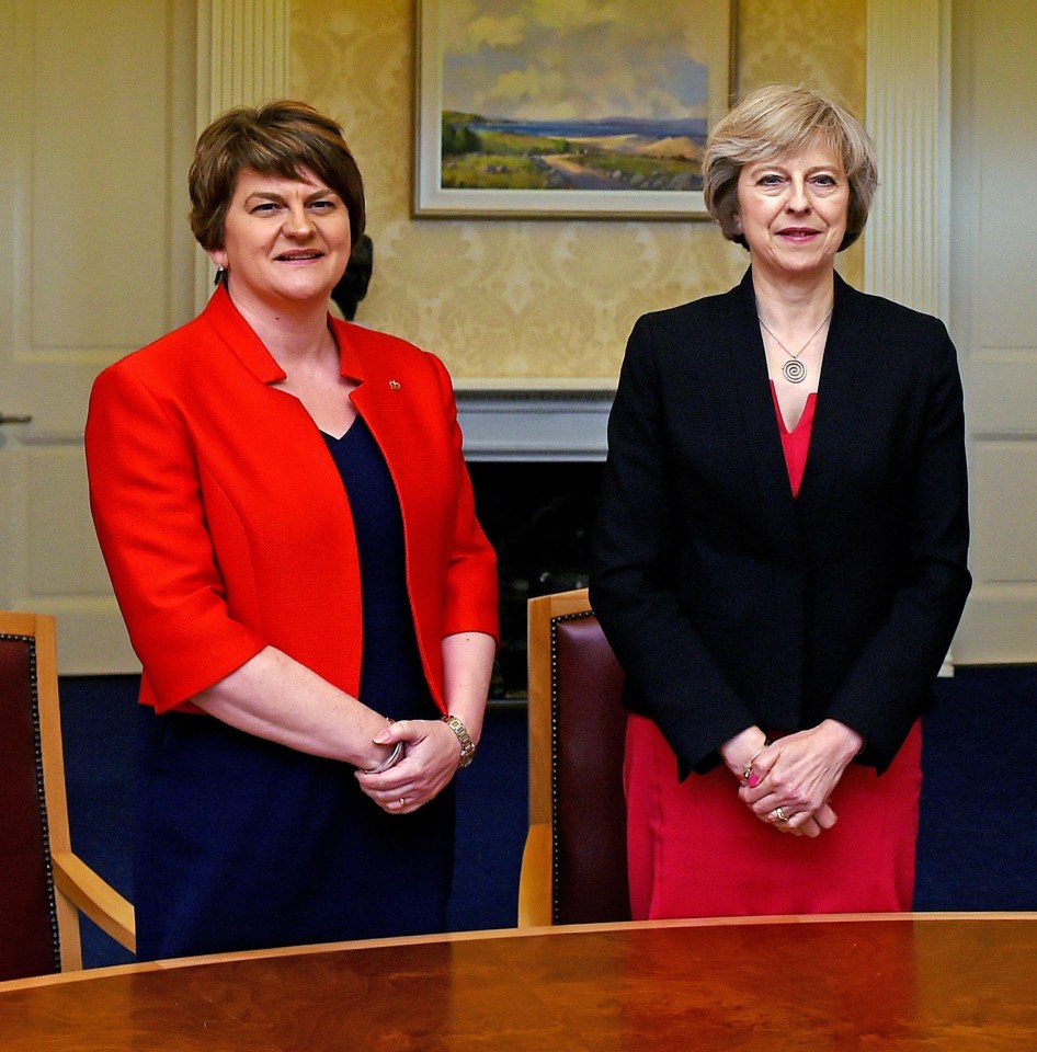 Northern Ireland's Democratic Unionist Party (DUP) leader Arlene Foster with Theresa May 