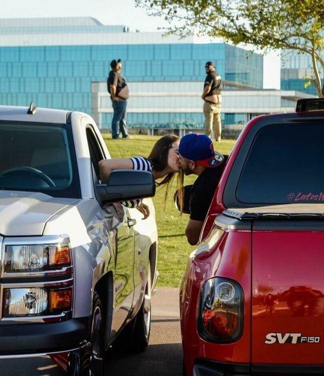  This smooching couple were outdone by a cheeky pair in the background