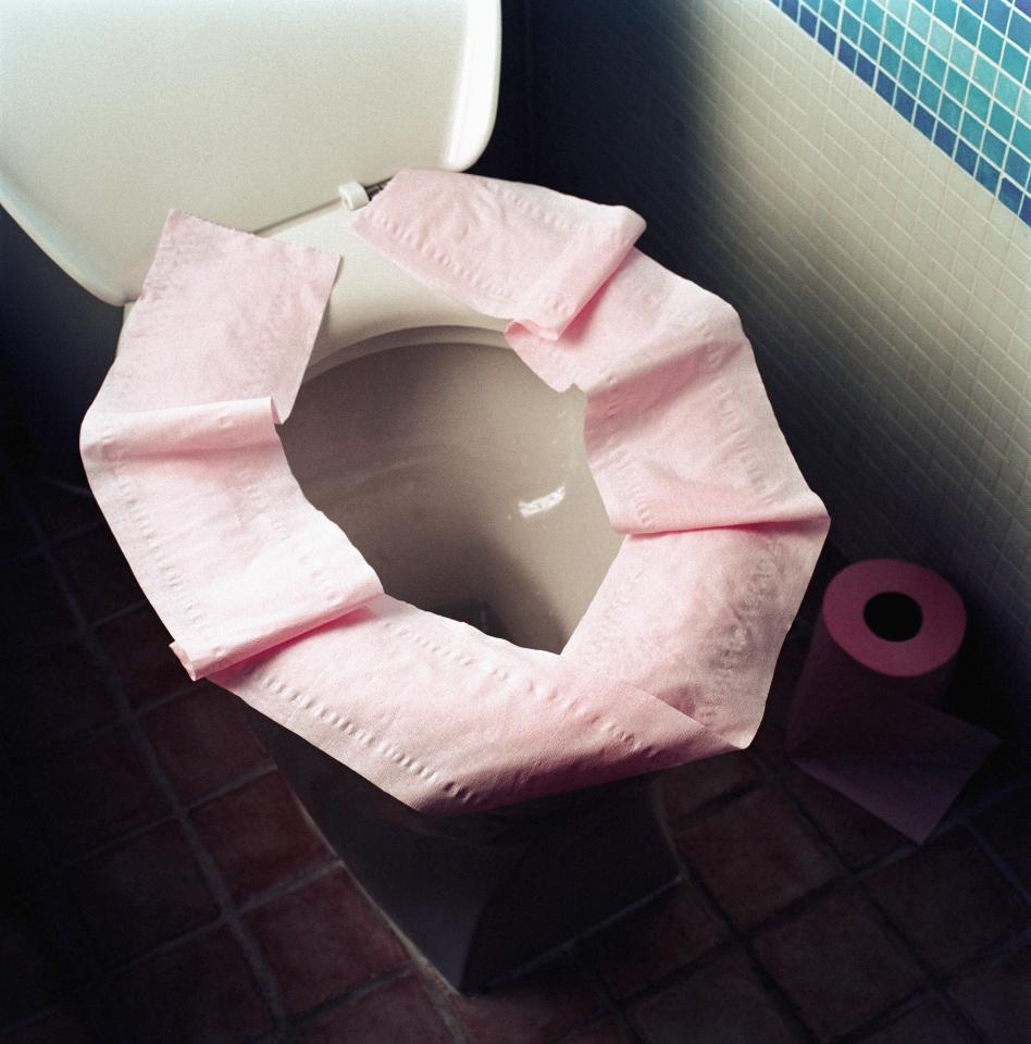  It has been revealed that covering a toilet seat with loo roll does not stop you from being exposed to germs