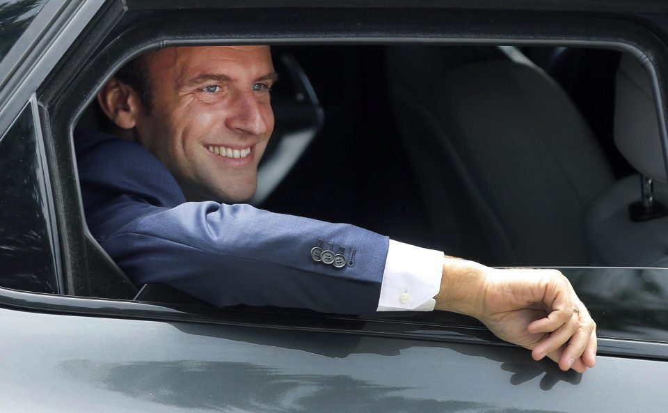  French President Emmanuel Macron after casting his vote in the first round of the elections today