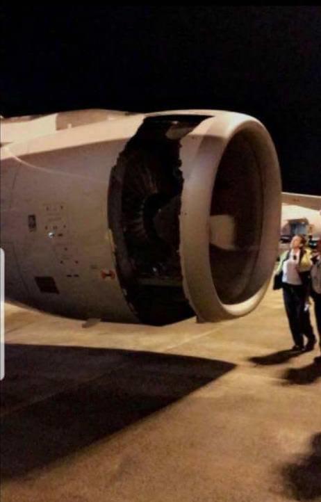  A huge piece of the engine had been ripped off as passengers reported hearing 'loud noises' from the wing