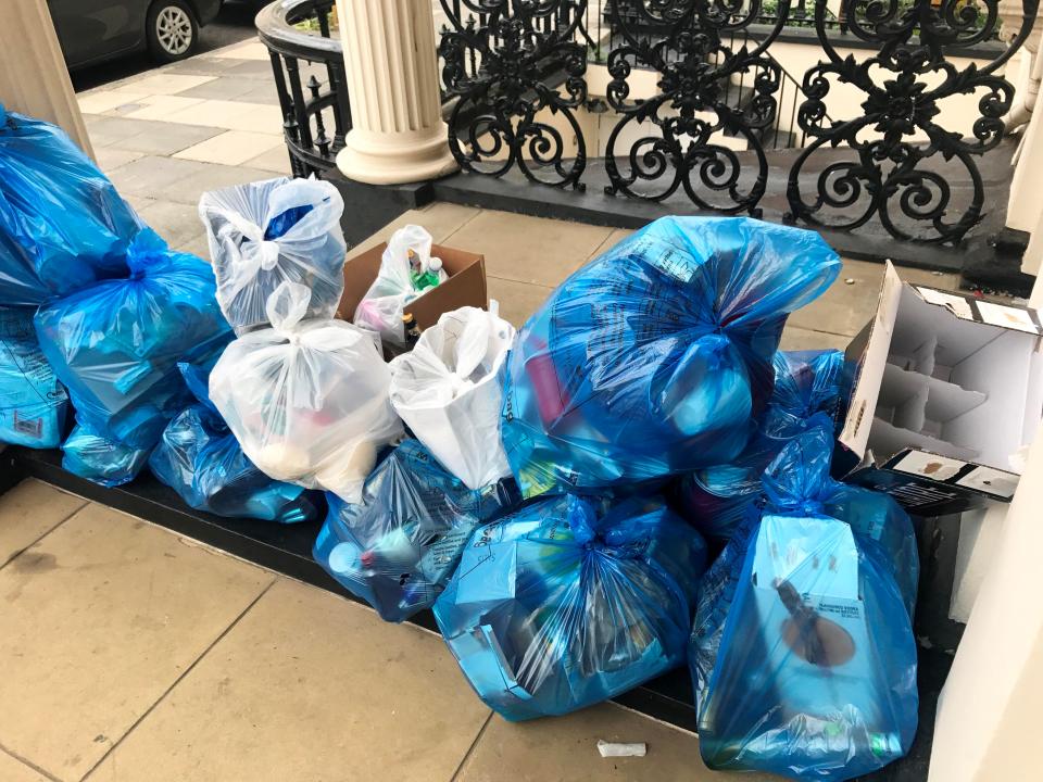  Bags of rubbish can be seen piled outside the property after the party