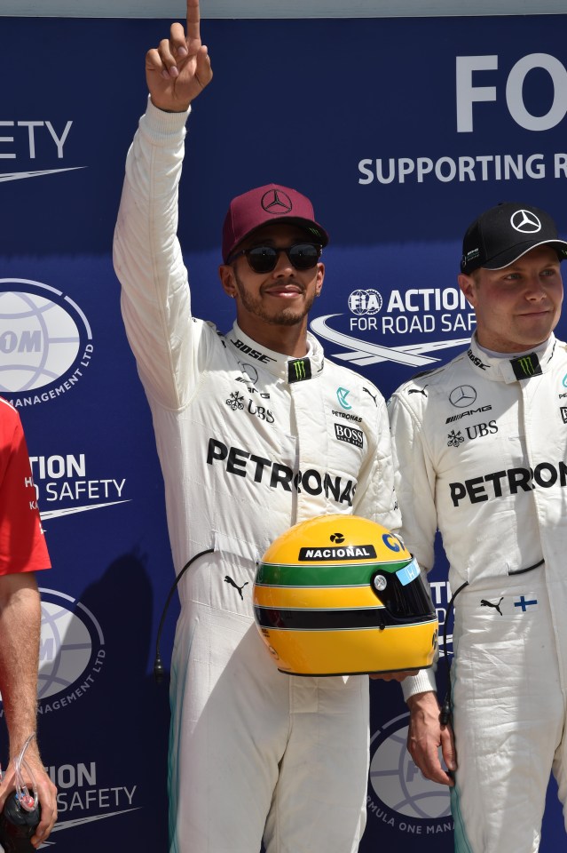 Hamilton was honoured to have been presented with an Ayrton Senna helmet after beating the Brazilians pole position record