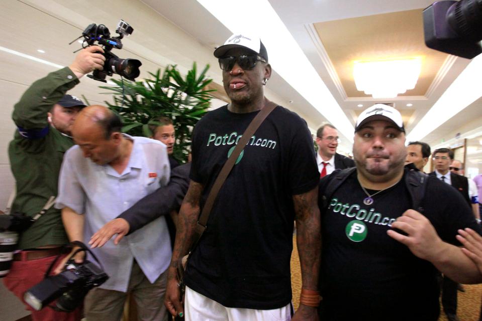  Dennis Rodman and his agent Chris Volo arrive in Pyongyang on June 13, the same day Otto Warmbier was released back to the US