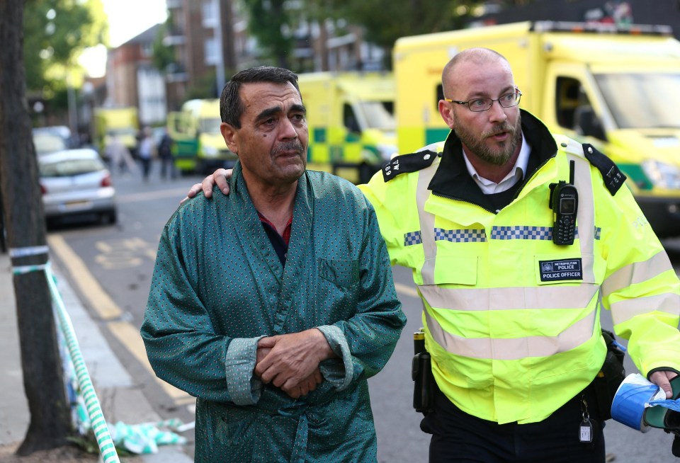 Residents in dressing gowns ans pyjamas were being led away by police this morning looking visibly shaken