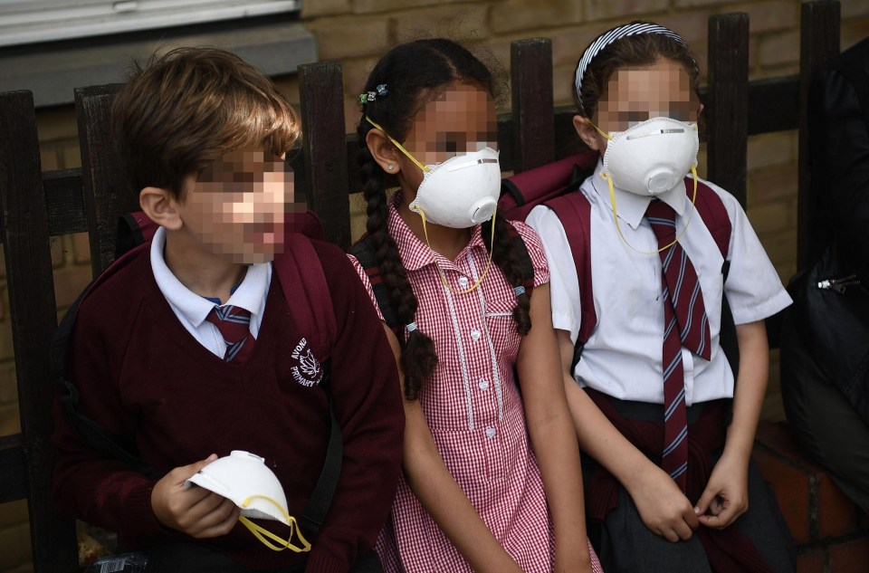 Kids at nearby schools were given face masks to protect them from the smoke and debris