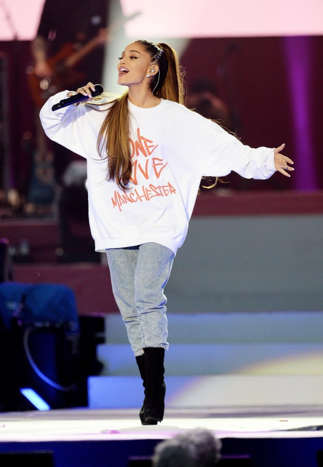 Ariana Grande performs at the Manchester One Love concert