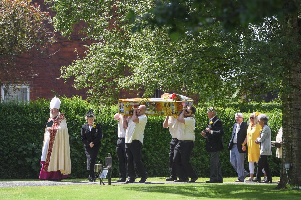  Georgina's coffin is carried into Holy Trinity Church in Tarleton today