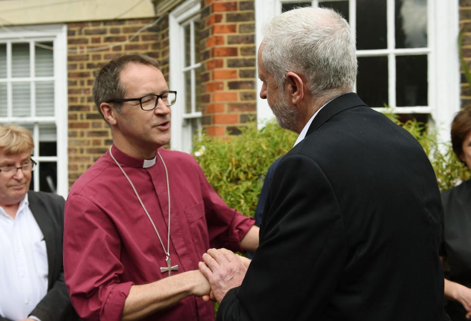  The Labour leader met the Bishop of Kensington near the site of the fire