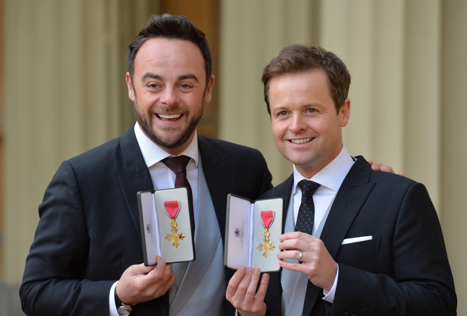 Ant & Dec receive their OBEs at Buckingham Palace last January