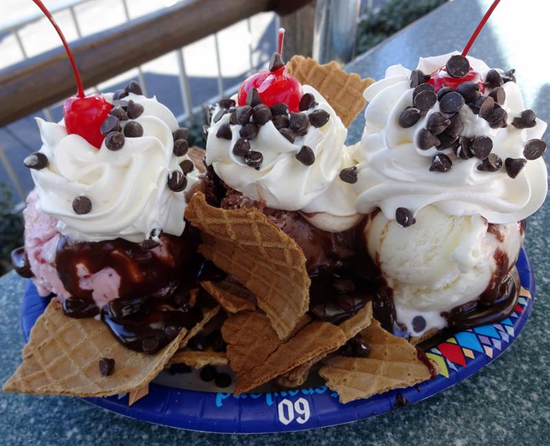  Massive pile of ice-cream biscuit, cream and hot fudge sauce sound good? We thought so - you can order it at the Golden Horseshoe