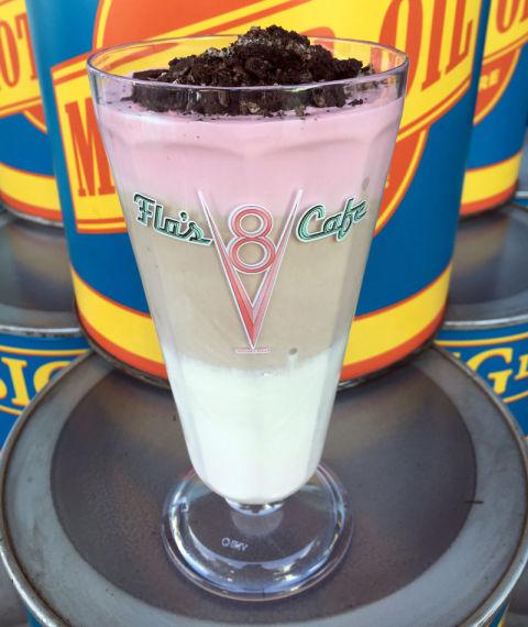  Flo's Diner is tucked away in Cars Land, but if you stop off for refreshment you can order this multi-layer Neapolitan ice-cream topped with Oreos