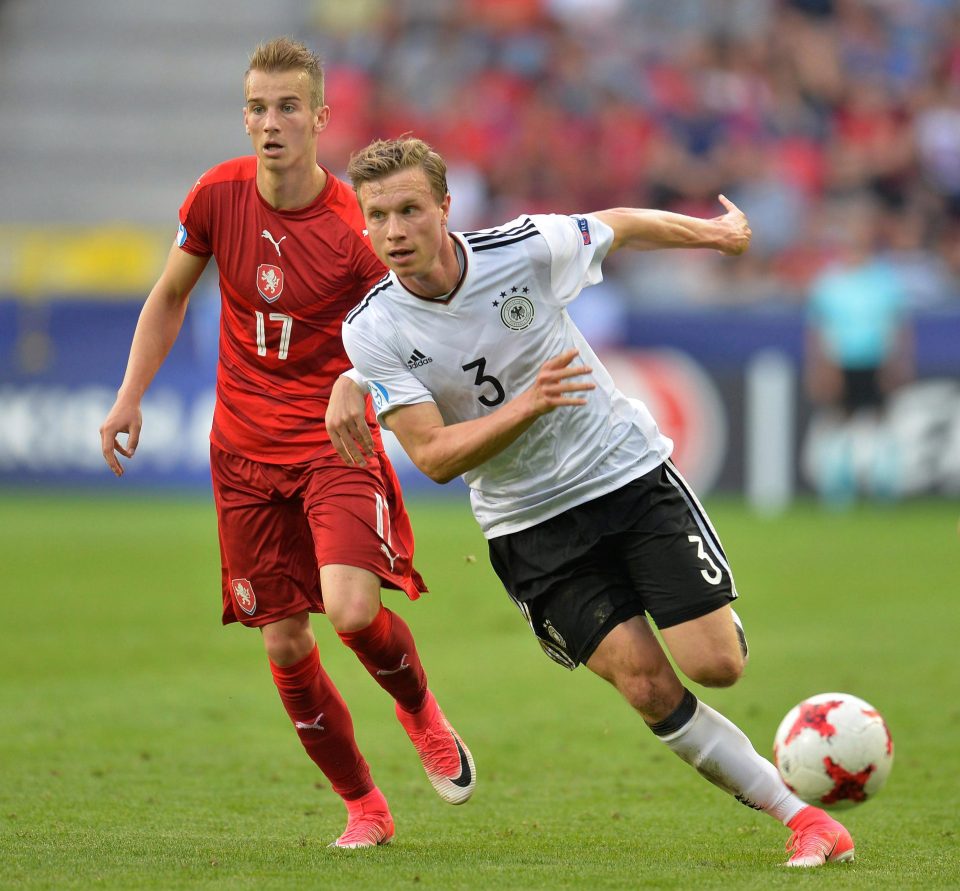  Yannick Gerhardt of Germany gets away from Vaclav Cerny of Czech Republic during the Euro opener