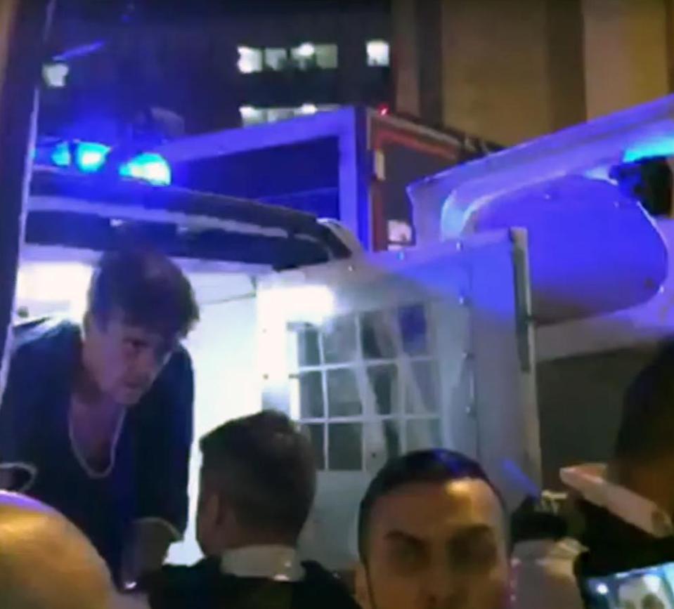  Darren was handcuffed and put into the back of a police van in the early hours of Monday morning