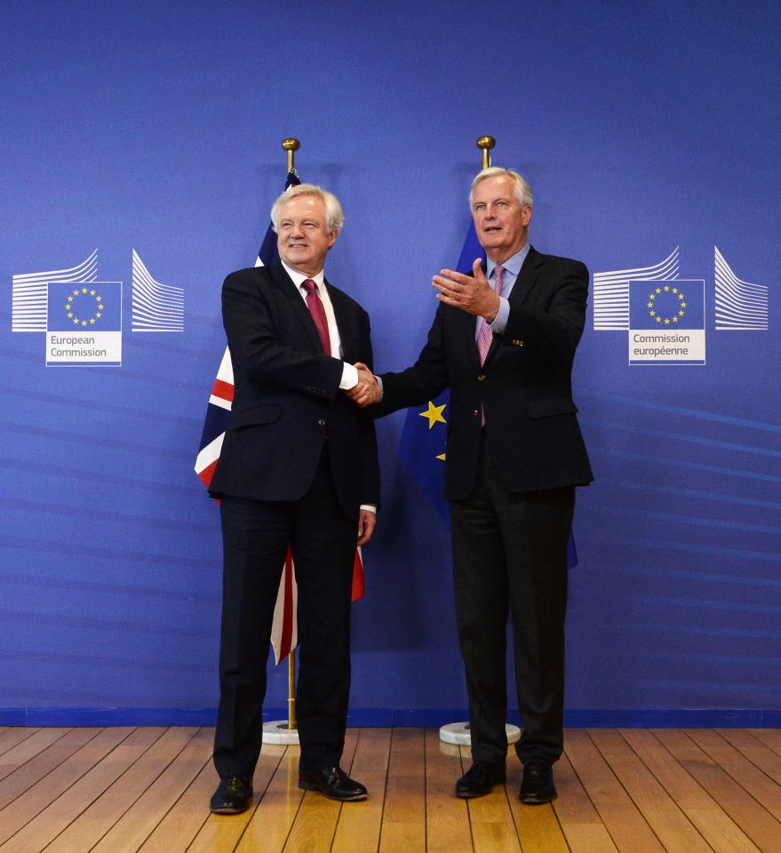  David Davis shook hands with European Chief Michel Barnier as official Brexit negotiations kicked off earlier today