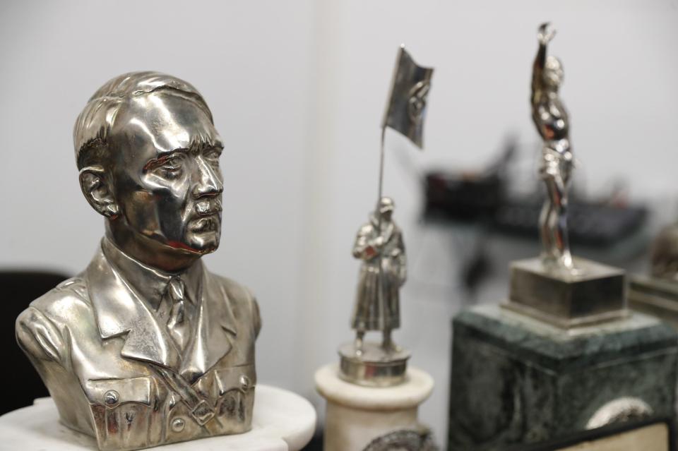  A silver bust of Adolf Hitler who was German leader between 1933 to 1945