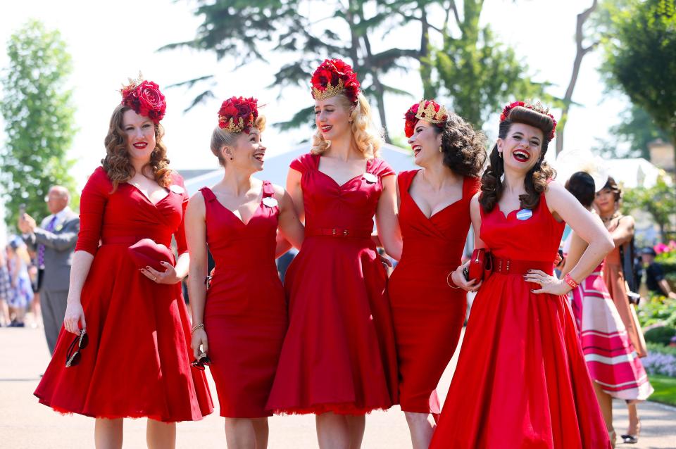  The Tootsie Ladies looked stunning in their matching scarlet dresses and crowns, which were adorned with bright red roses