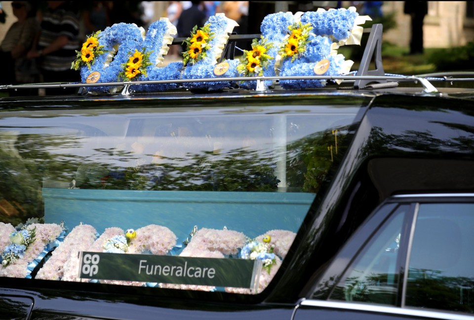 Floral tributes to the youngster included a brightly coloured display spelling out her nickname