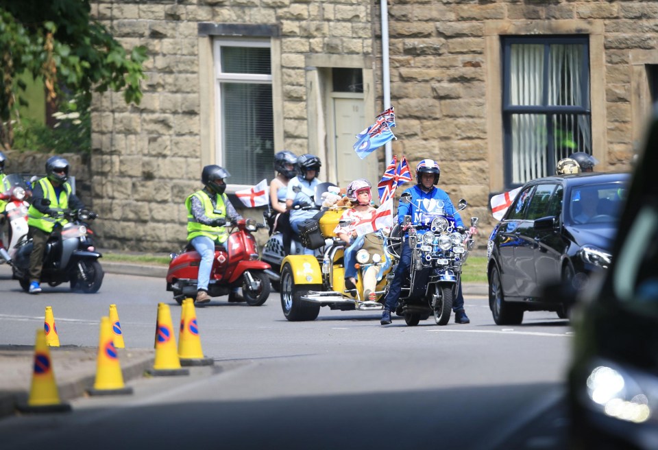 Scooters were ridden behind the hearse – just after Olivia was killed her stepdad joined a huge group of scooter drivers to pay tribute to her