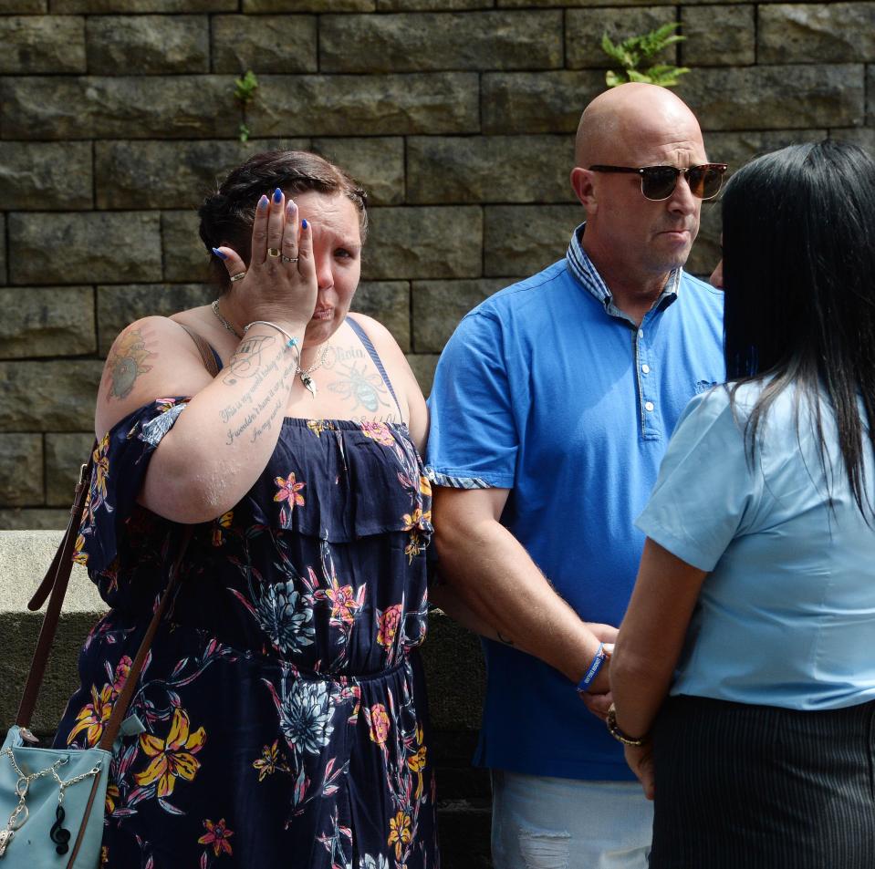  Her mum breaks down as she arrives for her daughter's funeral after she was killed in a terror attack