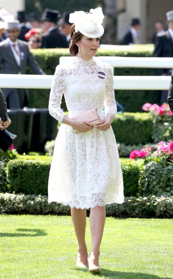  Kate kept her cool in a white lace outfit, which she paired with nude coloured accessories