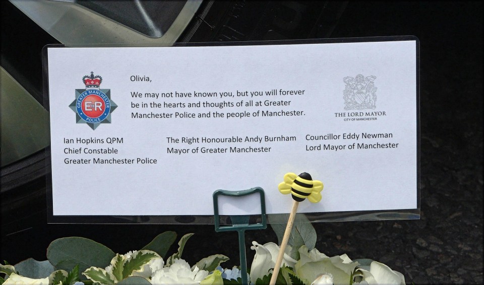 A poignant message to Olivia from the Mayor of Manchester, GMP and the Lord mayor of Manchester