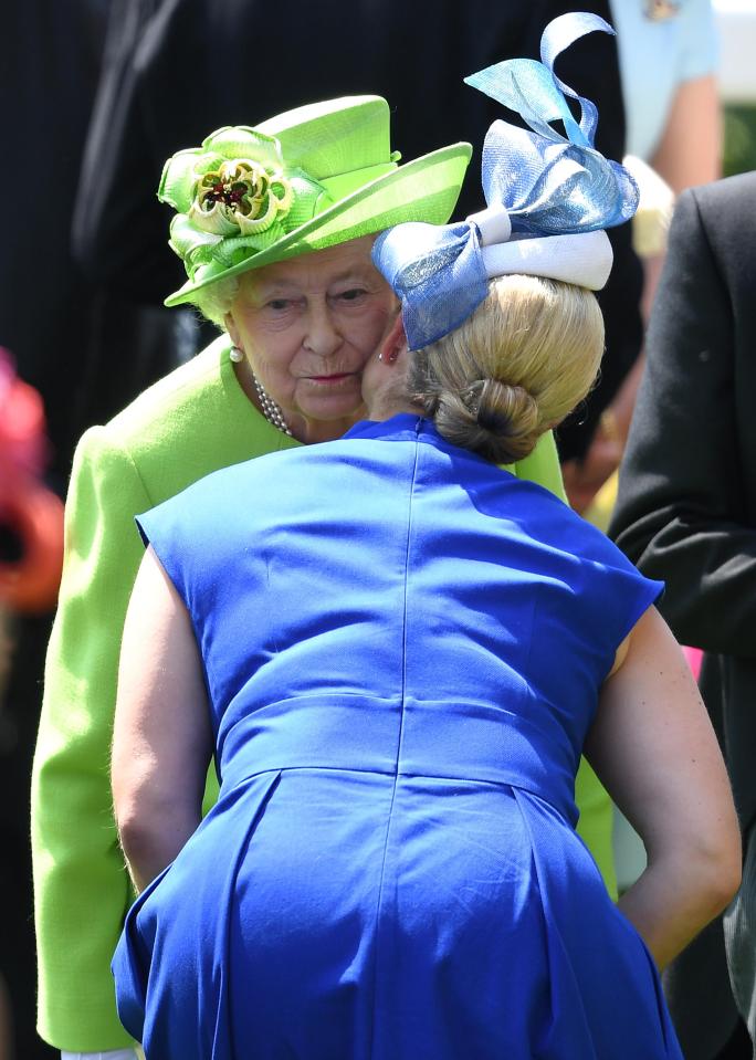  Zara Tindall leaned in to give her grandmother, The Queen, a kiss on the cheek