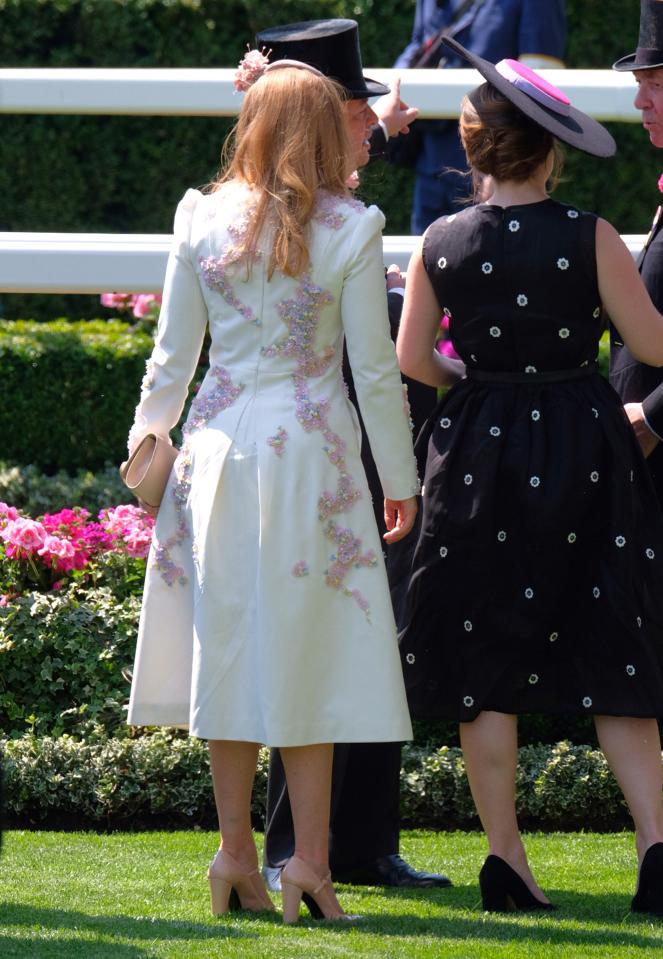  Princesses Eugenie and Beatrice were spotted chatting to fellow racegoers in the Royal Enclosure