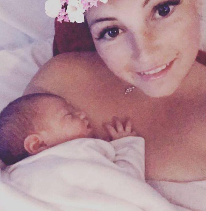 Corries girlfriend April shared a picture of their baby daughter, born last week