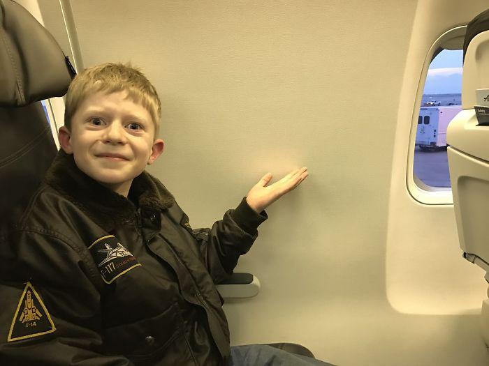  "We, Too, Booked A Window Seat On A Airplane For My Boy's First Flight"