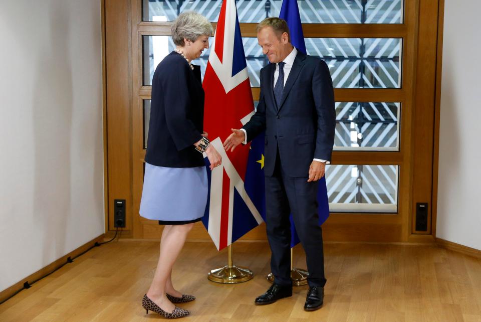  Theresa May was pictured with Donald Tusk last week