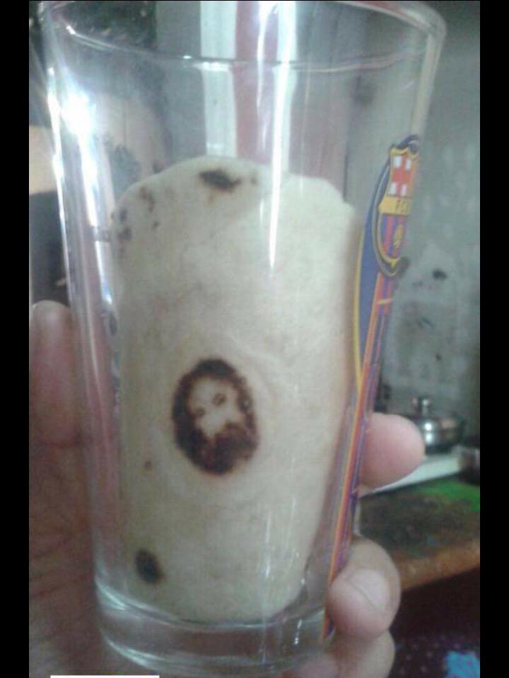 A housewife in Honduras hailed a ‘miracle’ after spotting the face of Jesus Christ in a tortilla, which she has preserved in a glass