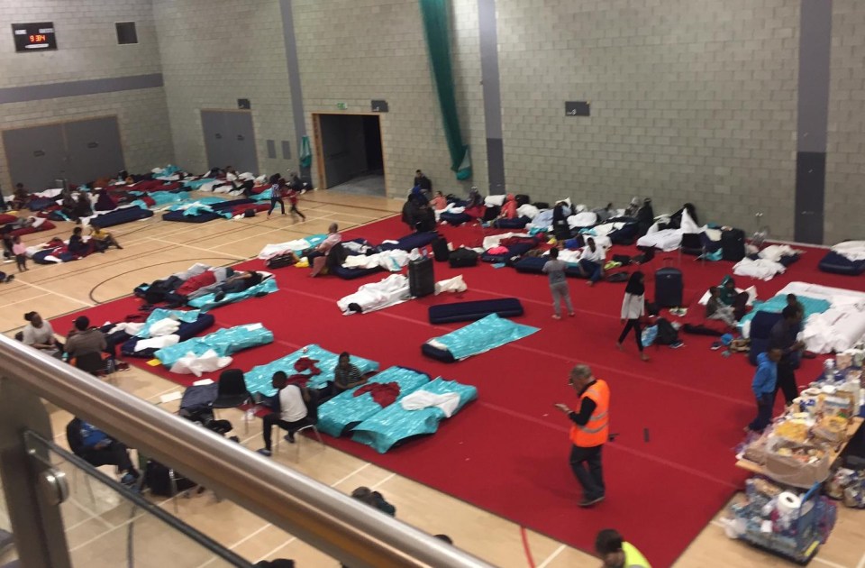 Tensions have erupted after residents spent the night on a leisure centre floor