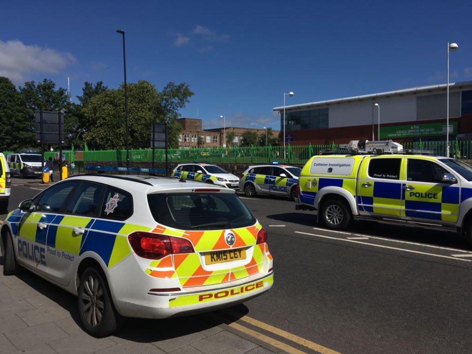 Police at the scene of the crash in Westgate Road, Newcastle