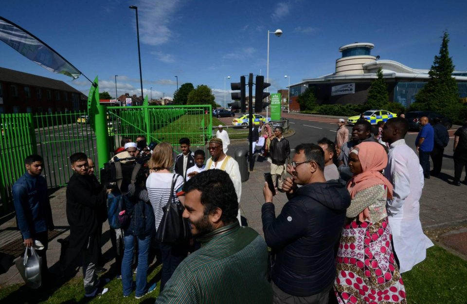  People outside the gates of the sports centre after the incident today