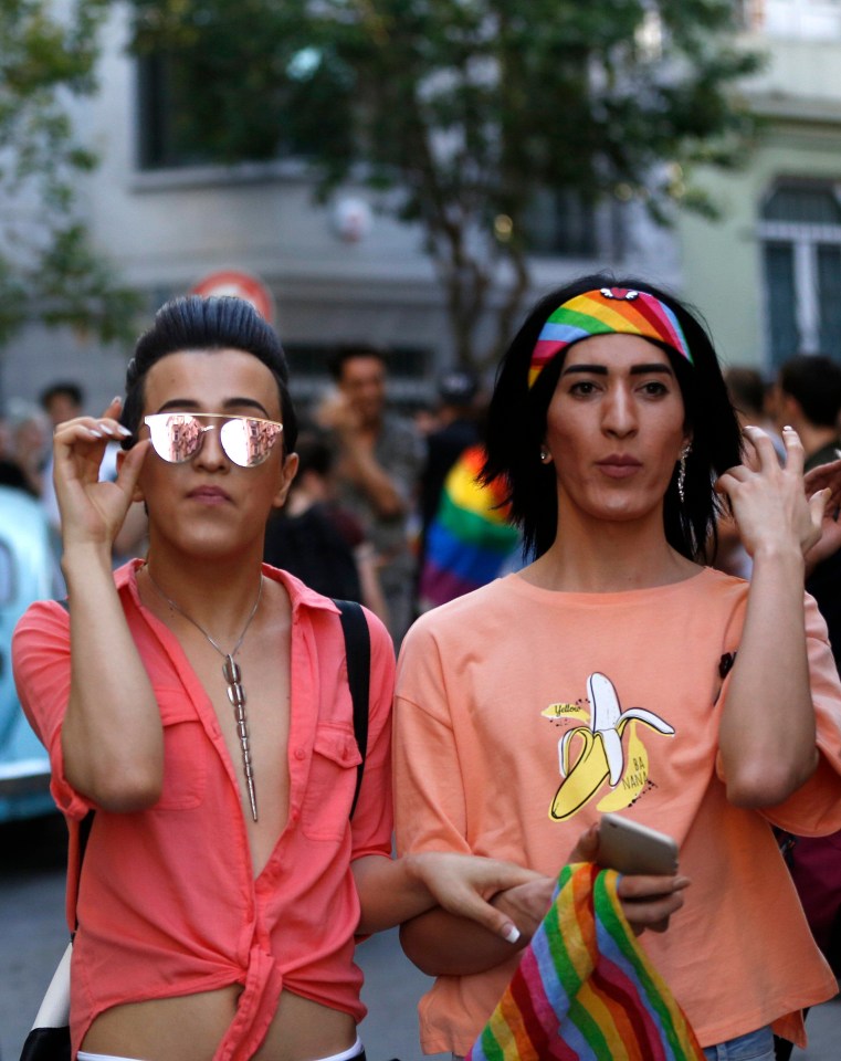 Turkish protesters defied the ban and wore rainbows, a symbol of gay pride