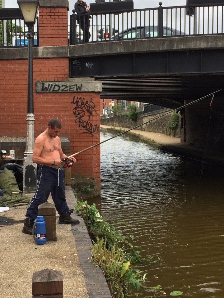 Their camp is on the banks of the Bridgewater Canal in Eccles