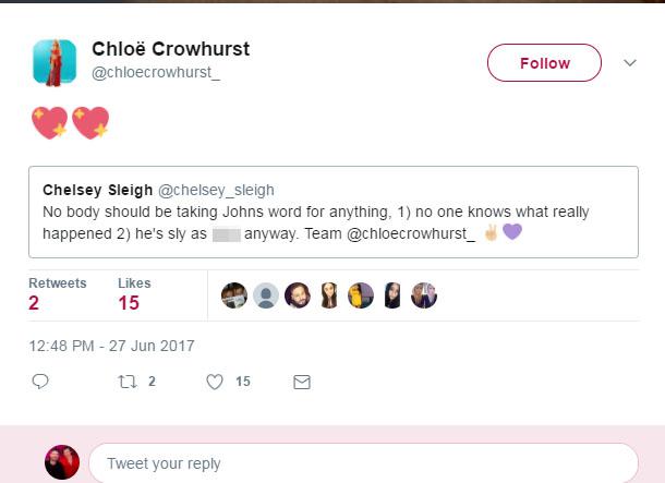  Chloe retweeted support from fans