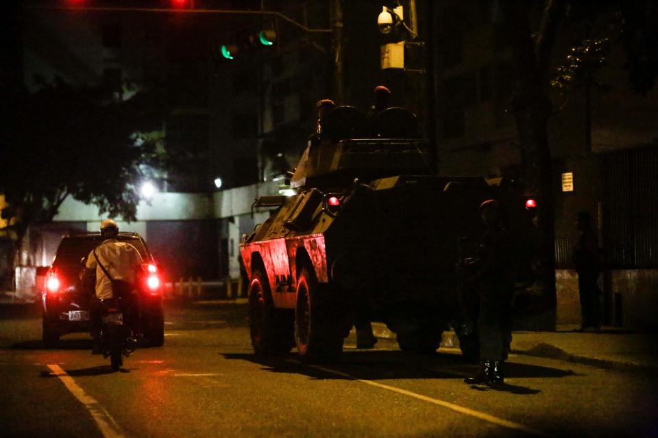  Venezuelan soldiers patrol the streets around the Presidential Palace in Caracas