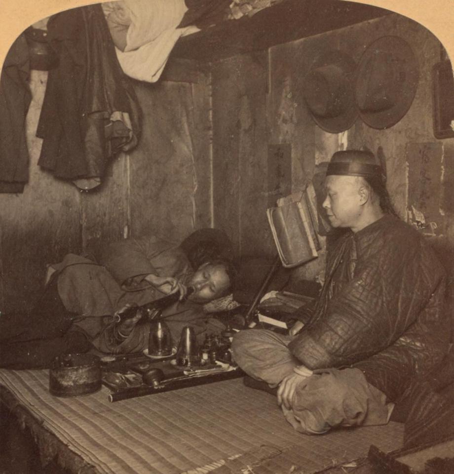  Opium smoking was brought to America by the rush of migrants during the California Gold Rush, These two men were pictured in San Francisco in 1898