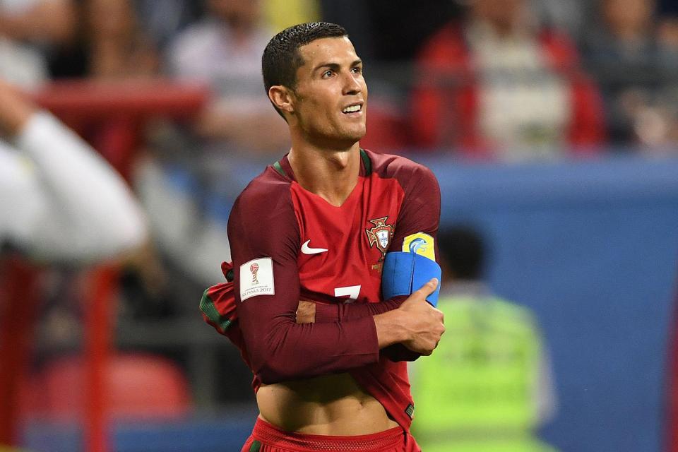  Cristiano Ronaldo reacts during the match as his country bow out of the Confederations Cup